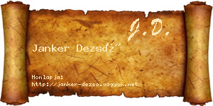 Janker Dezső névjegykártya